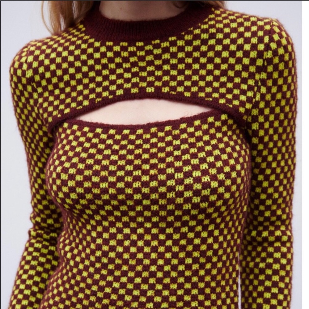 Zara cutout jacquard sweater